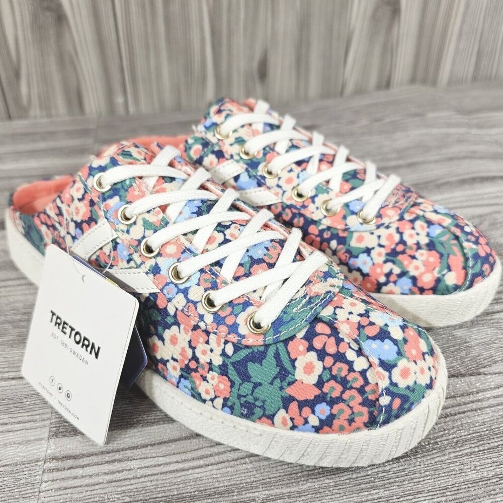Tretorn Easy Nylite Canvas Sneaker Slip On Mules Liberty Floral Women's Size 7